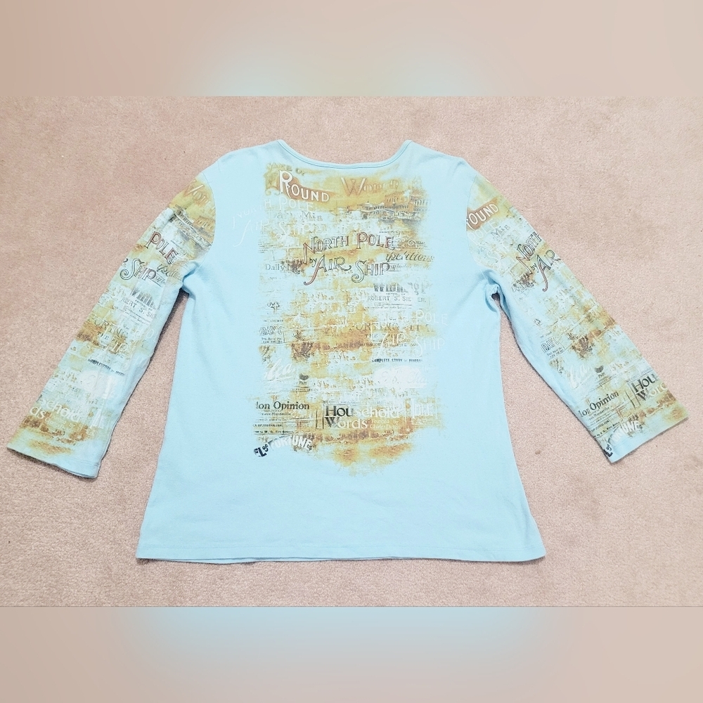 Katina Marie Woman's Size XL Graphic Top Made In USA 100% Cotton Air Ship Bling - Picture 13 of 13